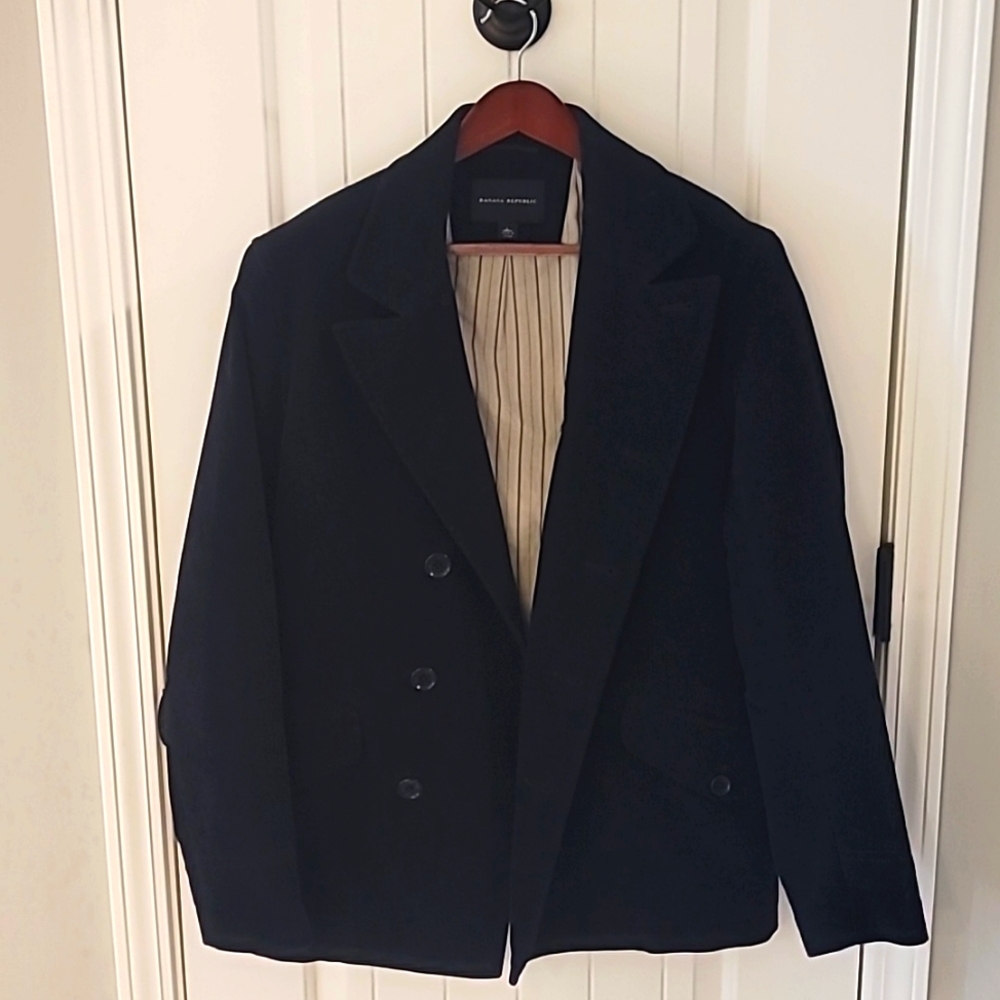 Banana Republic Men's Navy Cotton Pea Coat
